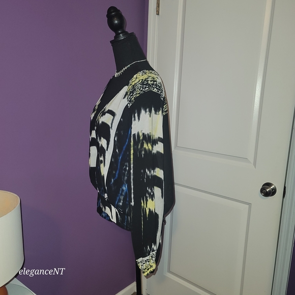 New York & Company Black White and Yellow Blouse Sz: XL - Picture 6 of 7
